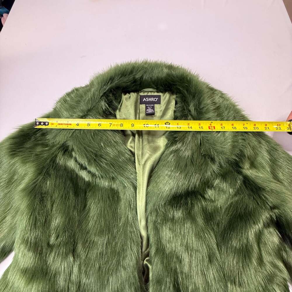 Ashro Madelyn Olive Green Faux Fur Coat - Picture 7 of 12